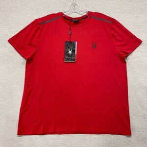 SPYDER Red T Shirt Mens Large Quick Dry Perforated Lightweight Short Sleeve Tee